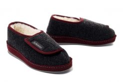 SCHAWOS 340025-9 anthrazit/bordeaux, kapcie damskie. Szare kapcie Schawos, bez wzorów, z wełny. Za 229.90 zł.