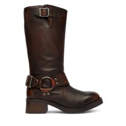 Oficerki Steve Madden. Brązowe kozaki Steve Madden, bez wzorów, bez obcasa, na płaskiej podeszwie, bez zapięcia. Za 949.99 zł.