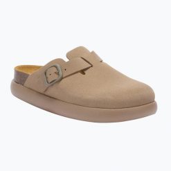 Klapki damskie Scholl Fae Chunky. Brązowe klapki Scholl, bez wzorów, z materiału, eleganckie, bez obcasa, bez zapięcia. Za 509.99 zł.