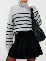 Golf w paski - szary. Szare swetry Sinsay, l, bez wzorów, bez ramiączek. Za 49.99 zł.