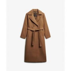 Płaszcz damski Superdry Relaxed. Brązowe płaszcze Superdry, l, bez wzorów, z materiału, eleganckie, bez kaptura. Za 850.65 zł.