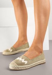Zielone Espadryle z Plecionką i Motywem Zygzaków Sdivaria. Zielone espadryle Born2be, bez wzorów, bez obcasa. W wyprzedaży za 63.74 zł.