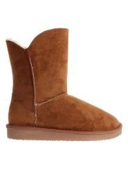 ISLAND BOOT Kozaki zimowe "Adeline" w kolorze jasnobrązowym rozmiar: 37. Brązowe kozaki Island Boot, na zimę, bez wzorów, z materiału, eleganckie, bez obcasa, bez zapięcia. Za 130.99 zł.