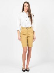 Pinko Spodenki Bellona | 1G17CW 7435 | Bellona | Kobieta | Beżowy. Brązowe szorty Pinko, bez wzorów, z elastanu. W wyprzedaży za 299.00 zł.