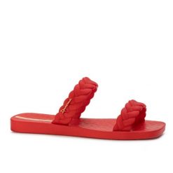 Klapki damskie Ipanema 26826 FEVER SLIDE FEM. Czerwone klapki Ipanema, bez wzorów, z materiału, eleganckie, bez obcasa, na płaskiej podeszwie, bez zapięcia. Za 65.00 zł.