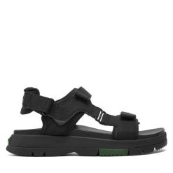 Sandały Lacoste. Czarne sandały Lacoste, bez wzorów, bez obcasa, na płaskiej podeszwie, bez zapięcia. Za 519.99 zł.