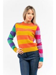 Moschino Kaszmirowy sweter w kolorze żółtym ze wzorem rozmiar: 48. Żółte swetry MOSCHINO, bez wzorów, z kaszmiru, bez ramiączek. Za 423.06 zł.