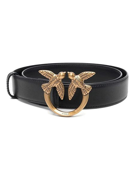 Pinko Skórzany pasek w kolorze czarnym rozmiar: 95. Czarne paski Pinko, bez wzorów, z materiału. Za 300.08 zł.