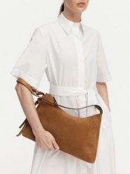 Tommy Hilfiger Torebka Th Statement Shoulder Bag Suede AW0AW18824 Brązowy. Brązowe torebki klasyczne Tommy Hilfiger, bez wzorów, ze skóry, bez dodatków. Za 949.99 zł.
