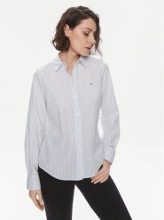 Tommy Hilfiger Koszula Essential WW0WW41002 Niebieski Regular Fit. Niebieskie koszule Tommy Hilfiger, bez wzorów, z bawełny, bez kołnierzyka, bez ramiączek. Za 269.99 zł.