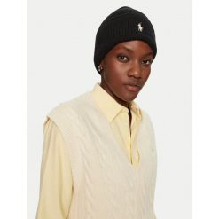 Czapka Polo Ralph Lauren. Czarne czapki zimowe Polo Ralph Lauren, bez wzorów. Za 449.99 zł.