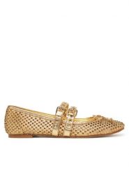 Guess Baleriny FLJKNN FAB02 Złoty. Żółte baleriny Guess, z aplikacjami, z materiału, bez obcasa, bez zapięcia. Za 309.99 zł.