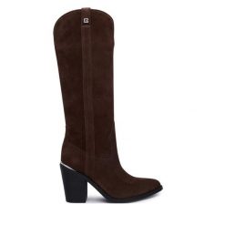 Kozaki Guess. Brązowe kozaki Guess, z aplikacjami, bez obcasa, na słupku, bez zapięcia. Za 1,054.00 zł.