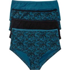 Figi panty "maxi" (4 pary), bawełna organiczna bonprix czarno-niebieskozielony z nadrukiem. Bokserki damskie marki bonprix. Za 55.96 zł.