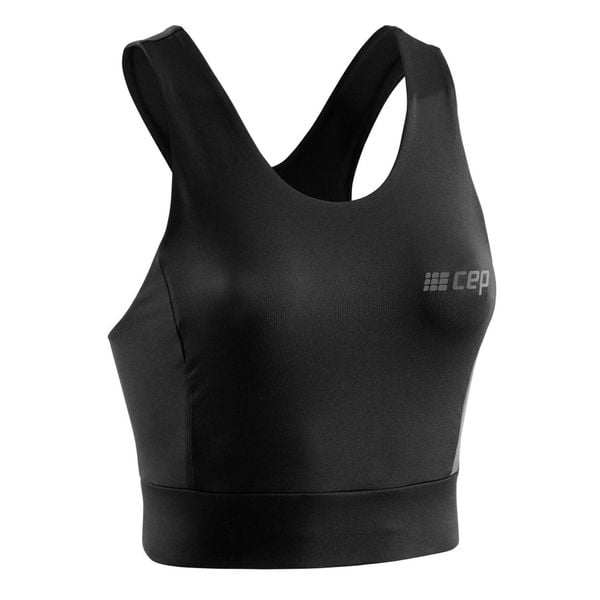 Damski sportowy Crop Top treningowy CEP. Czarne topy sportowe CEP, xs, bez wzorów, do biegania. W wyprzedaży za 143.20 zł.