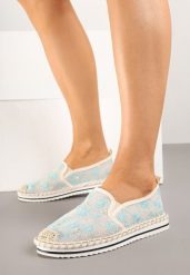 Niebieskie Espadryle Ozdobione Plecionką Erelitia. Niebieskie espadryle Born2be, bez wzorów, z jeansu, bez obcasa. Za 99.99 zł.