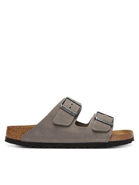 Birkenstock Klapki Arizona Sfb 1013645 Szary. Szare klapki Birkenstock, bez wzorów, ze skóry, bez obcasa, bez zapięcia. Za 492.99 zł.