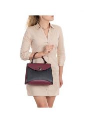 Lia Biassoni Skórzana torebka "Arera" w kolorze czarno-bordowym - 29 x 23 x 13 cm rozmiar: onesize. Czarne torebki klasyczne Lia Biassoni, bez wzorów, z materiału, bez dodatków. Za 339.99 zł.