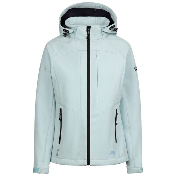 Kurtka Damska Fryatt Soft Shell. Niebieskie kurtki przejściowe sportowe Trespass, m, bez wzorów, z elastanu, z kapturem, trekkingowe. Za 337.99 zł.