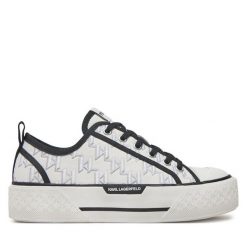 Trampki KARL LAGERFELD. Białe trampki KARL LAGERFELD, bez wzorów, bez zapięcia. Za 619.99 zł.