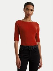 LAUREN RALPH LAUREN Bluzka 200654963193 Czerwony Slim Fit. Czerwone bluzki Lauren Ralph Lauren, s, bez wzorów, z bawełny, bez kołnierzyka, bez ramiączek. Za 219.99 zł.
