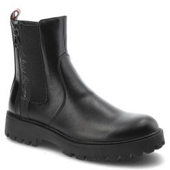 Czarne Botki Tommy Hilfiger Modne Buty Damskie. Czarne botki Tommy Hilfiger, bez wzorów, ze skóry ekologicznej, biznesowe, bez obcasa, na obcasie, bez zapięcia. Za 399.00 zł.
