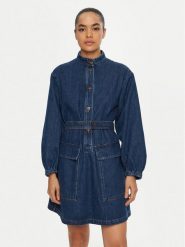 Weekend Max Mara Sukienka jeansowa Euro 2515221021 Granatowy Relaxed Fit. Niebieskie sukienki Weekend Max Mara, bez wzorów, z bawełny, bez kołnierzyka, bez ramiączek. Za 1,279.00 zł.