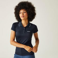 Koszulka turystyczna polo damska Remex II. Niebieskie t-shirty sportowe Regatta, bez wzorów, z materiału, bez ramiączek. Za 102.90 zł.