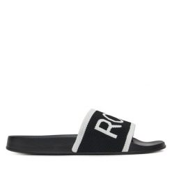 Klapki Roxy. Czarne klapki Roxy, bez wzorów, bez obcasa, bez zapięcia. Za 139.99 zł.