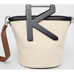 Karl Lagerfeld torebka kolor beżowy. Brązowe listonoszki KARL LAGERFELD, bez wzorów, na ramię, bez dodatków. Za 1,299.90 zł.