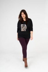 Legginsy Damskie Milena Plus Size Bakłażan. Czarne legginsy blue shadow, bez wzorów, z dzianiny, eleganckie, krótkie. Za 189.90 zł.