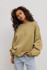 Bluza damska o kroju oversize z HAFTEM w kolorze LIMONKA - CRAFT-UNI. Zielone bluzy Marsala, m, bez wzorów, z bawełny, bez kaptura. Za 349.90 zł.