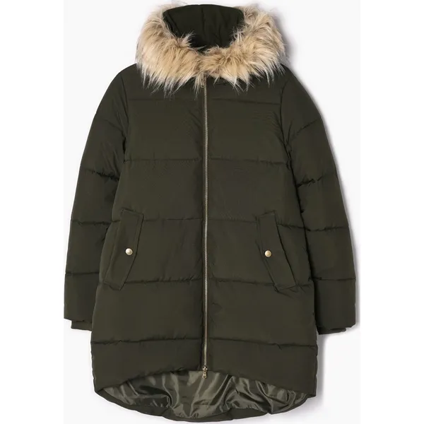 Ocieplany płaszcz z kapturem - Khaki. Brązowe płaszcze Cropp, na zimę, l, bez wzorów, z polaru, z kapturem. Za 249.99 zł.