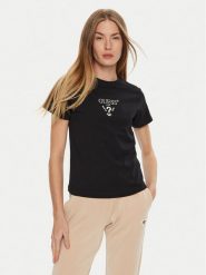 Guess T-Shirt Colette V4YI21 KCDH1 Czarny Regular Fit. Czarne t-shirty Guess, xxs, z aplikacjami, z bawełny, bez kołnierzyka, bez ramiączek. Za 119.99 zł.