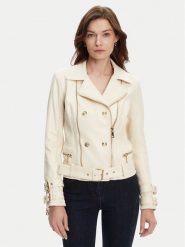 Guess Kurtka z imitacji skóry W4YL33 K8S30 Écru Regular Fit. Kurtki Guess, m, z aplikacjami, ze skóry, bez kaptura. Za 599.99 zł.