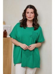 Curvy Lady Bluzka w kolorze zielonym rozmiar: 40/42. Zielone bluzki Curvy Lady, z aplikacjami, z bawełny, klasyczne, bez kołnierzyka, bez ramiączek. Za 79.21 zł.