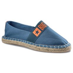 Espadryle damskie Big Star, z przewiewnego materiału na jutowej podeszwie z elastycznym paskiem, niebieskie, HH274475. Niebieskie espadryle BIG STAR, z aplikacjami, z jeansu, eleganckie, bez obcasa. Za 89.99 zł.