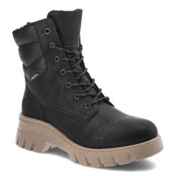 Czarne Botki Rieker Ocieplane Obuwie Damskie. Czarne botki Rieker, bez wzorów, eleganckie, bez obcasa, bez zapięcia. Za 329.00 zł.