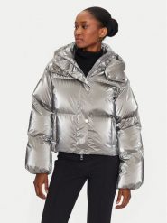 Elisabetta Franchi Kurtka puchowa PI-77D-46E2-V570 Srebrny Regular Fit. Szare kurtki Elisabetta Franchi, bez wzorów, z puchu, bez kaptura. Za 1,499.00 zł.