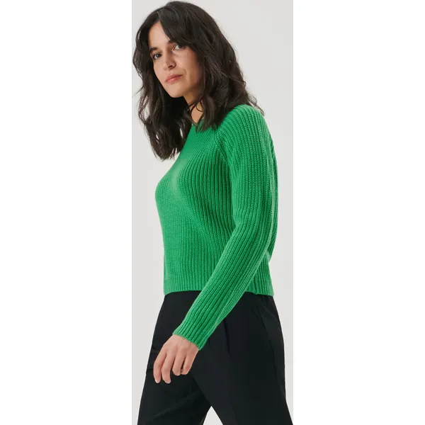 Sweter z ozdobnym splotem - Zielony. Zielone swetry Sinsay, l, bez wzorów, ze splotem, bez ramiączek. Za 49.99 zł.