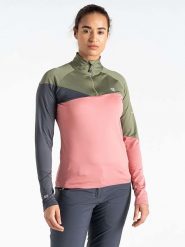 Dare 2b Koszulka funkcyjna "Ice II CoreStretch" w kolorze różowo-oliwkowo-antracytowym rozmiar: 34. Brązowe t-shirty sportowe Dare 2b, bez wzorów, z materiału, bez ramiączek, outdoorowe. Za 78.10 zł.