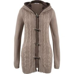 Sweter rozpinany z guzikami kołkami bonprix brunatny. Brązowe swetry bonprix. Za 149.99 zł.