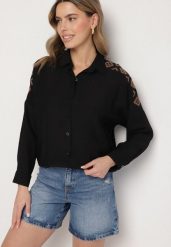 Czarna Koszula Ozdobiona Haftem Ulosandria. Czarne koszule Born2be, l, bez wzorów, z jeansu, klasyczne, bez kołnierzyka, bez ramiączek. W wyprzedaży za 67.99 zł.