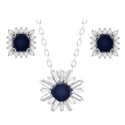 LARA komplet srebrnej biżuterii naszyjnik kolczyki szafir 4,7 ct. Szare kolczyki Enaya, z cyrkonią, metalowe. Za 475.00 zł.