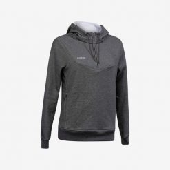 Bluza do hokeja na trawie FH500 damska. Szare bluzy KOROK, l, bez wzorów, z bawełny, bez ramiączek, z kapturem. Za 179.99 zł.