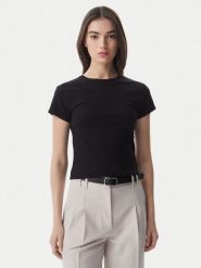 Tommy Hilfiger T-Shirt WW0WW48702 Czarny Slim Fit. Czarne t-shirty Tommy Hilfiger, xs, bez wzorów, z bawełny, bez kołnierzyka, bez ramiączek. Za 249.99 zł.