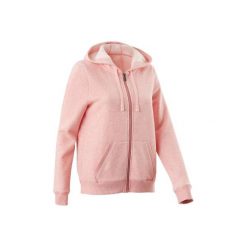 Bluza na zamek z kapturem Gym & Pilates 520 damska. Szare bluzy DOMYOS, s, bez wzorów, z bawełny, z kapturem, na jogę i pilates. Za 64.99 zł.