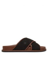 Max Mara Beachwear Klapki Peonie 2616521019650 Czarny. Czarne klapki Max Mara Beachwear, bez wzorów, z materiału, bez obcasa, bez zapięcia. Za 974.99 zł.