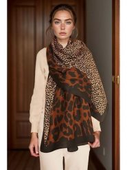 Lucky Bees Szal w kolorze brązowo-jasnobrązowym - 180 x 90 cm rozmiar: onesize. Brązowe szaliki i kominy Lucky Bees, bez wzorów, z materiału. Za 110.04 zł.