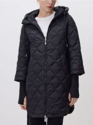 Długa kurtka z kapturem - czarny. Czarne kurtki Reserved, l, bez wzorów, z tkaniny, z kapturem. Za 179.99 zł.